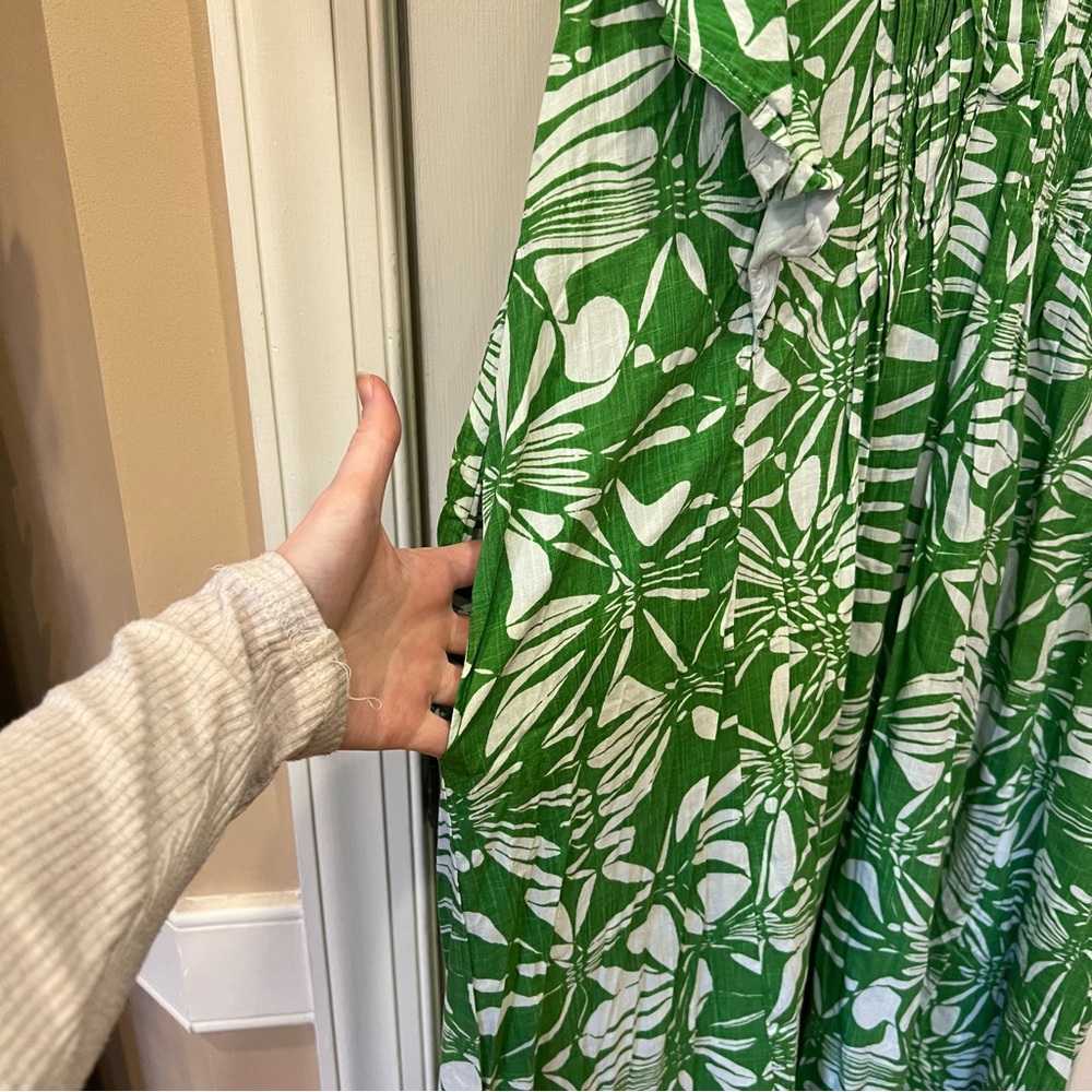 NWOT Anthropologie Maeve Cassandra Maxi Dress Green White Floral 1X - Picture 7 of 10